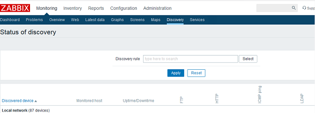 Zabbix Discovery Status