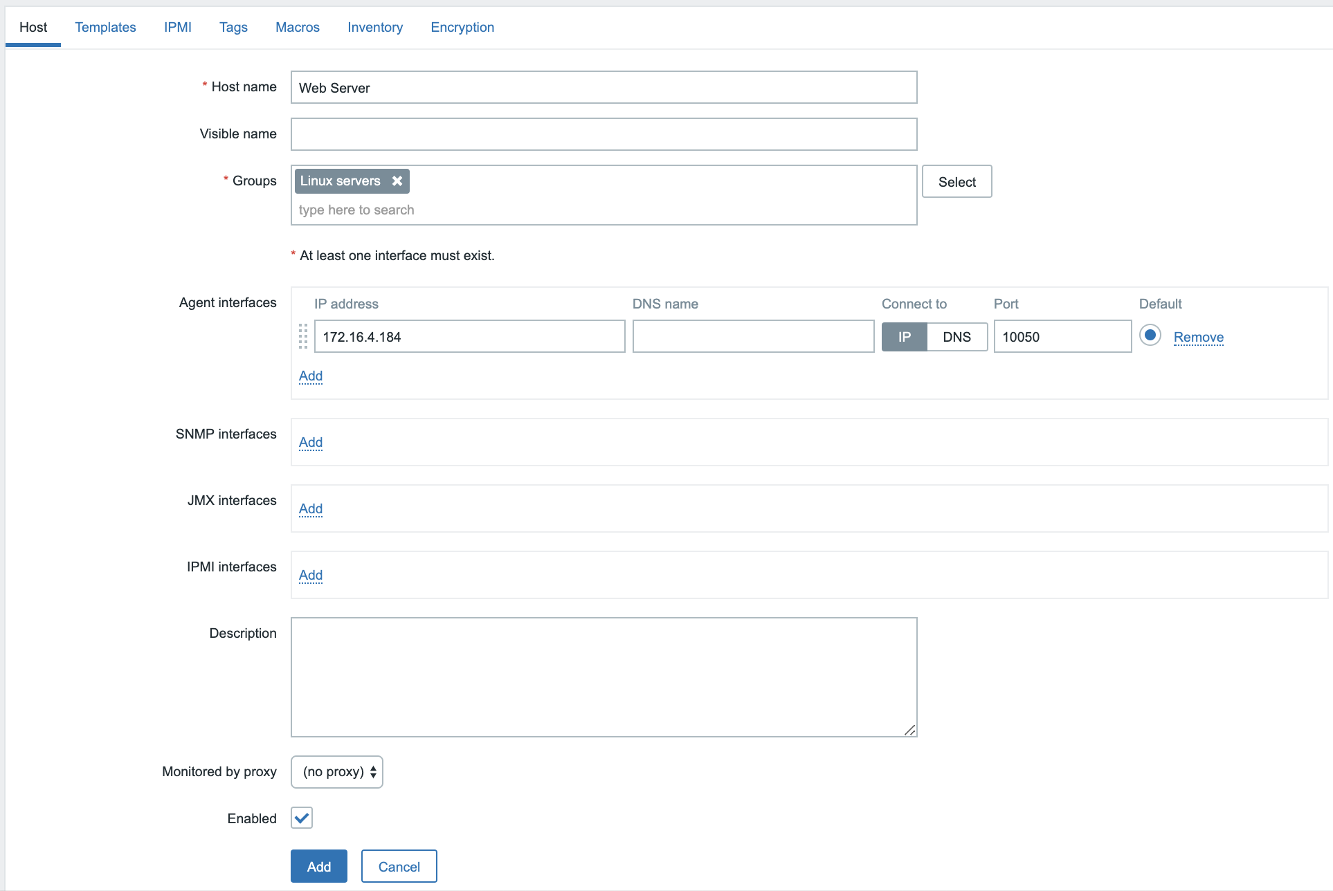 Zabbix Host Ekleme