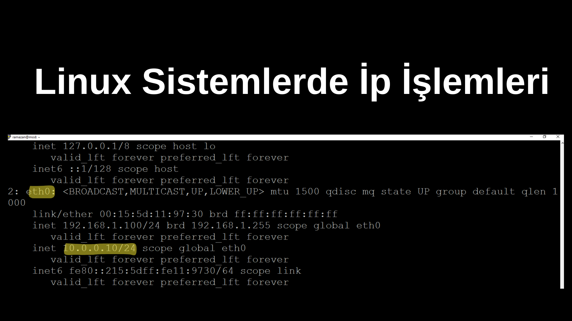 linux sistemlerde ip işlemleri