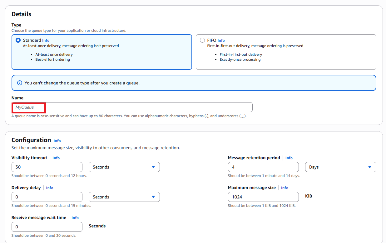 Amazon SQS Create
