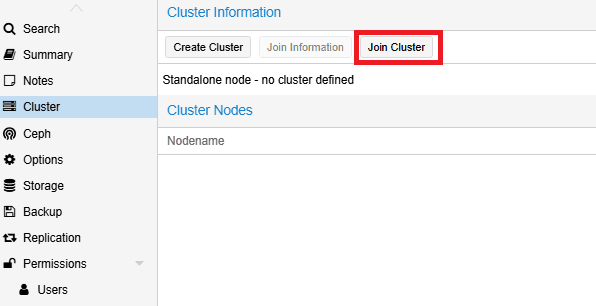 proxmox ve join cluster