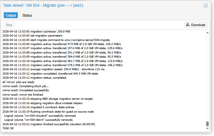 proxmox ve cluster migrate